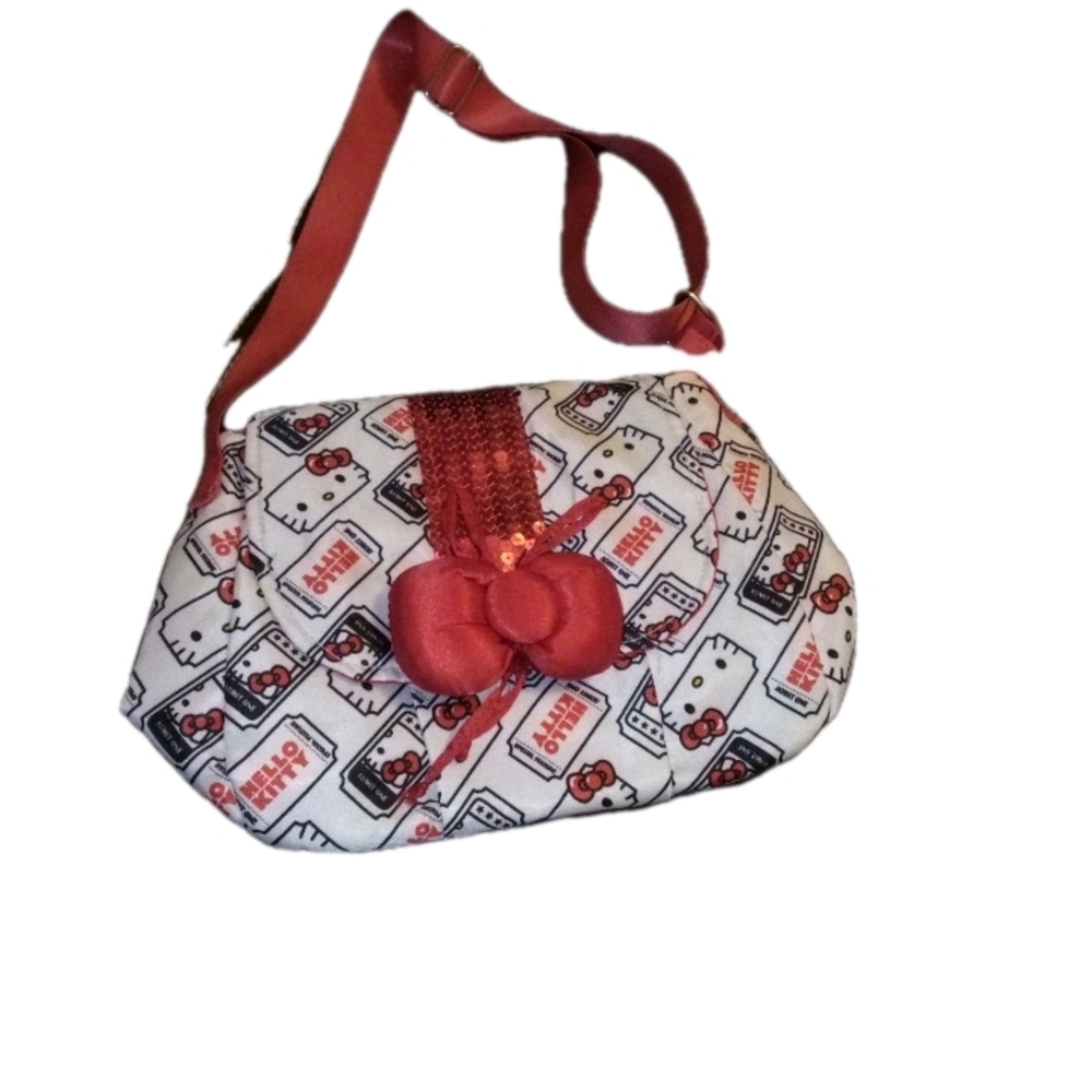 Hello Kitty Patterned Red And White Shoulder Bag - image 1